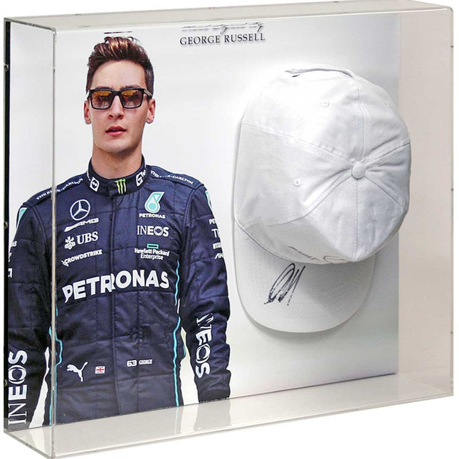 George Russell Hand Signed Mercedes AMG Formula 1 Baseball Cap Display