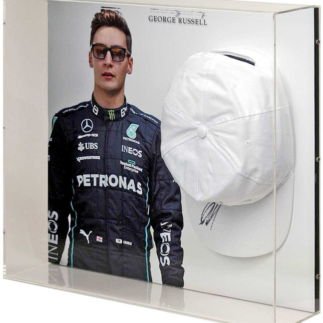 George Russell Hand Signed Mercedes AMG Formula 1 Baseball Cap Display