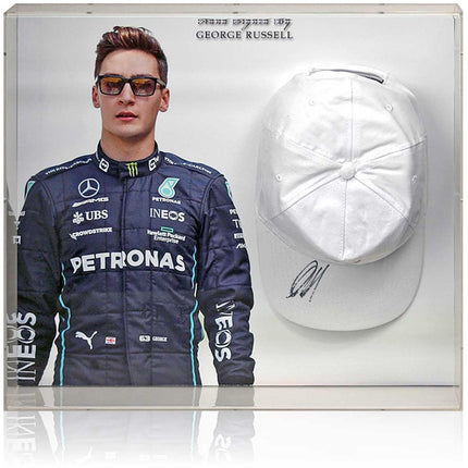 George Russell Hand Signed Mercedes AMG Formula 1 Baseball Cap Display