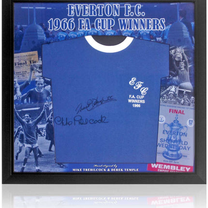 Derek Temple and Mike Trebilcock Hand Signed Everton 1966 FA Cup Shirt Presentation