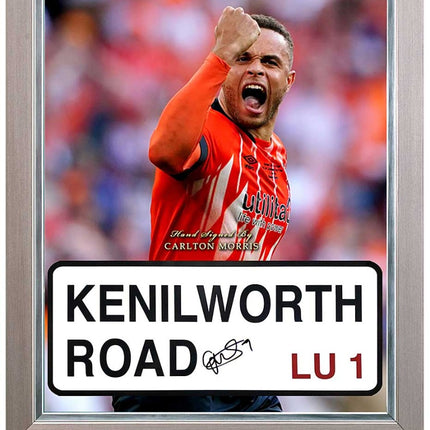 Carlton Morris Luton Town Hand Signed Kenilworth Road Street Sign Presentation