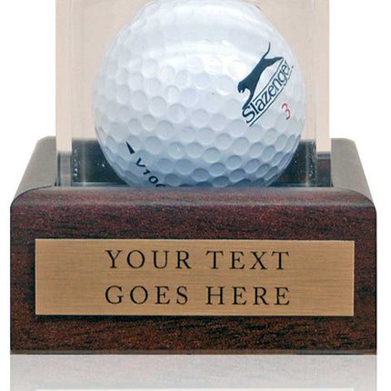 Golf Ball Display Case 7x7x7cm with Custom Plaque with words of your choice**