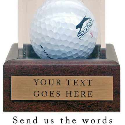 Golf Ball Display Case 7x7x7cm with Custom Plaque with words of your choice**