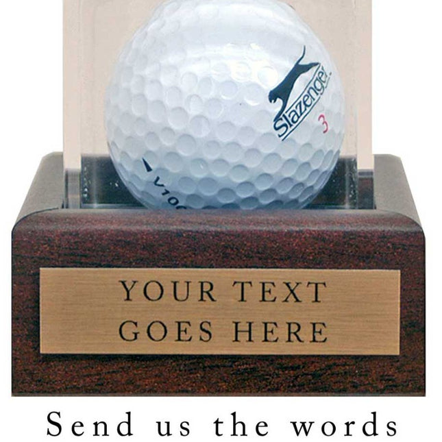 Golf Ball Display Case 7x7x7cm with Custom Plaque with words of your choice**