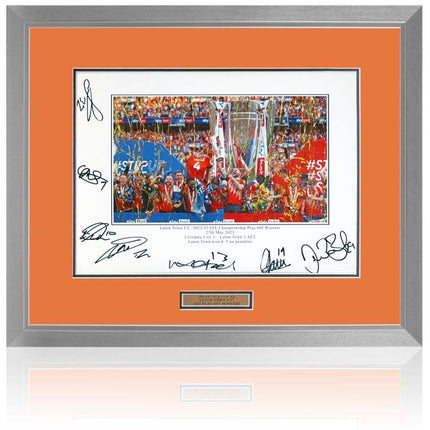 Luton Town Hand Signed Premier League 2023/24 Promotion Winners Photograph 23x19" Framed