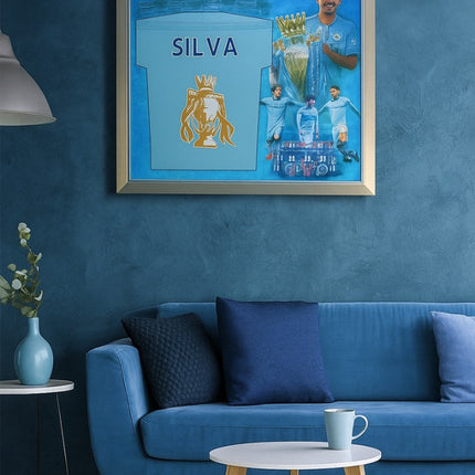 David Silva Manchester City Legend Hand Signed Shirt Presentation