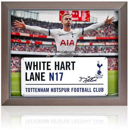 James Maddison Tottenham Hotspur Hand Signed Street Sign Presentation 23x19" Framed