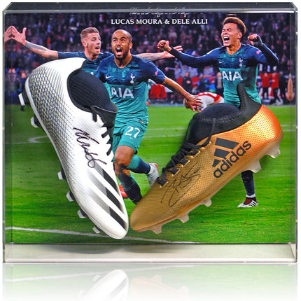 Lucas Moura and Dele Alli Tottenham Hotspur Hand Signed Football Boot Presentation