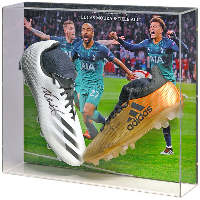 Lucas Moura and Dele Alli Tottenham Hotspur Hand Signed Football Boot Presentation