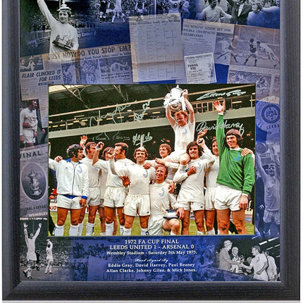 Leeds United 1972 FA Cup Final Hand Signed by 6 Winners Large Presentation