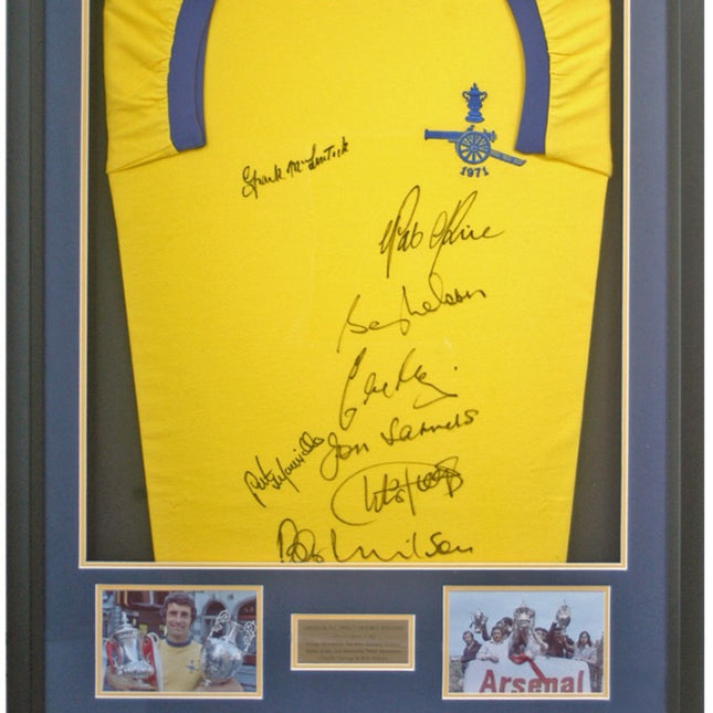 Arsenal 1971 Double Winners Squad LED Lit Shirt Hand Signed by 8 COA