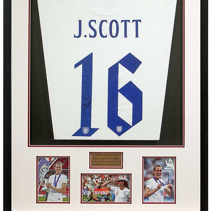 Jill Scott Autographed England Women’s Football Lionesses Framed Shirt