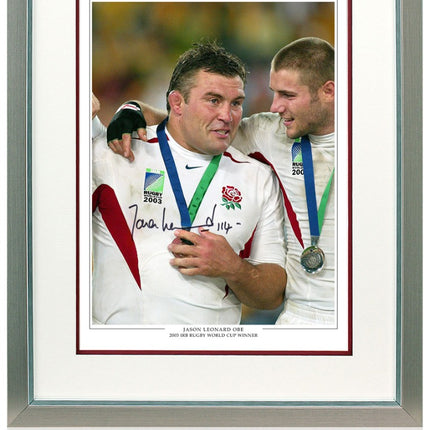 Jason Leonard England Rugby Legend Hand Signed Photograph 23x19" Framed