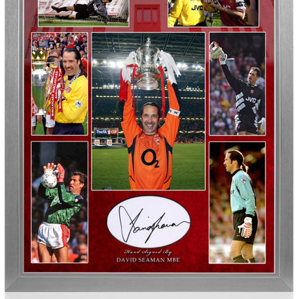 David Seaman Arsenal Legend Hand Signed Montage Presentation 23x19" Framed