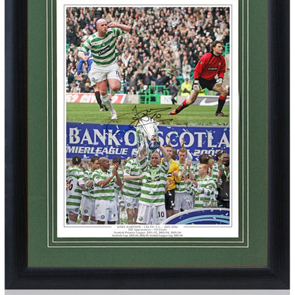 John Hartson Celtic Legend Hand Signed Montage 23x19" Framed