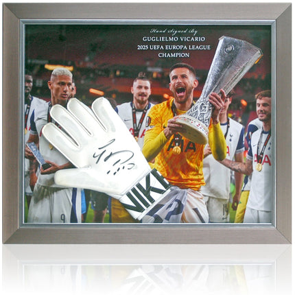 Guglielmo Vicario Tottenham Hotspur Signed Glove Europa League Winner Display
