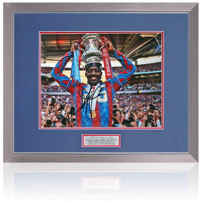 Jean-Philippe Mateta Crystal Palace 2025 FA Cup Winner Hand Signed Photograph 23x19" Framed