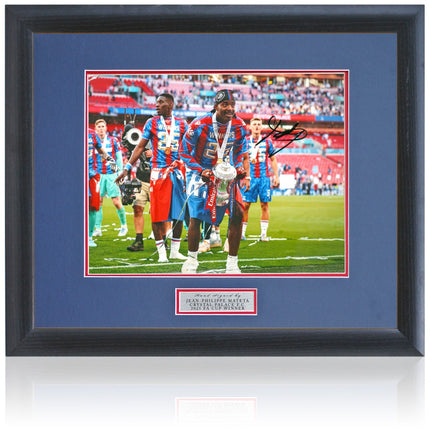 Jean-Philippe Mateta Crystal Palace 2025 FA Cup Winner Hand Signed Photograph 23x19" Framed