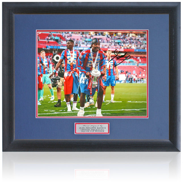 Jean-Philippe Mateta Crystal Palace 2025 FA Cup Winner Hand Signed Photograph 23x19" Framed