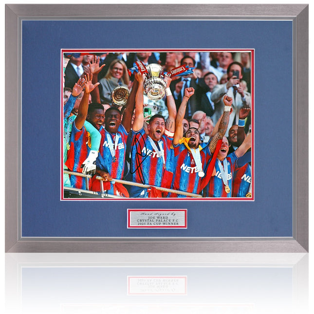 Joel Ward Crystal Palace 2025 FA Cup Winner Hand Signed Photograph 23x19" Framed