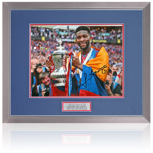Jefferson Lerma Crystal Palace 2025 FA Cup Winner Hand Signed Photograph 23x19" Framed