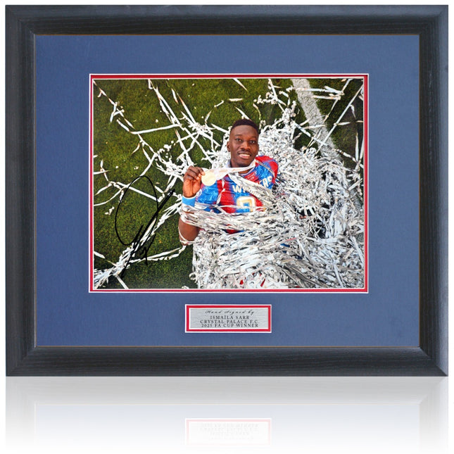 Ismaila Sarr Crystal Palace 2025 FA Cup Winner Hand Signed Photograph 23x19" Framed