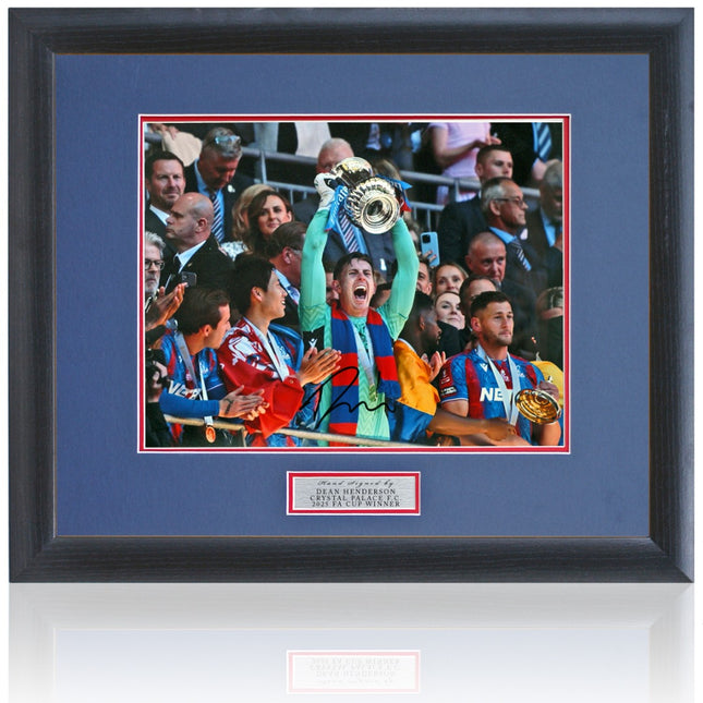 Dean Henderson Crystal Palace 2025 FA Cup Winner Hand Signed Photograph 23x19" Framed