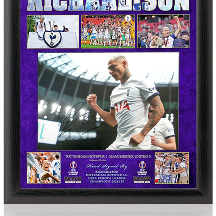 Richarlison Tottenham Hotspur Hand Signed Europa League Winner Large Presentation