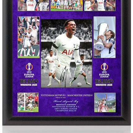 Brennan Johnson Tottenham Hotspur Hand Signed Europa League Winner Large Presentation