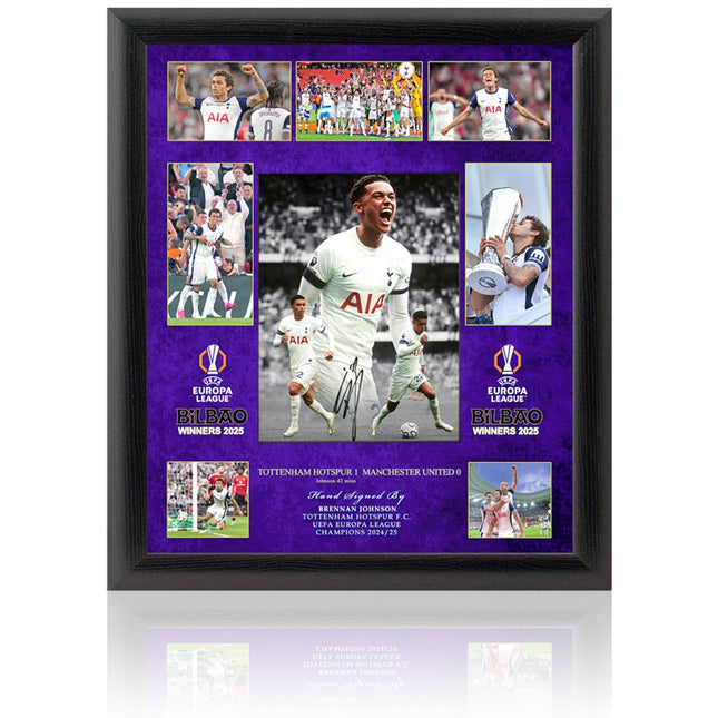 Brennan Johnson Tottenham Hotspur Hand Signed Europa League Winner Large Presentation