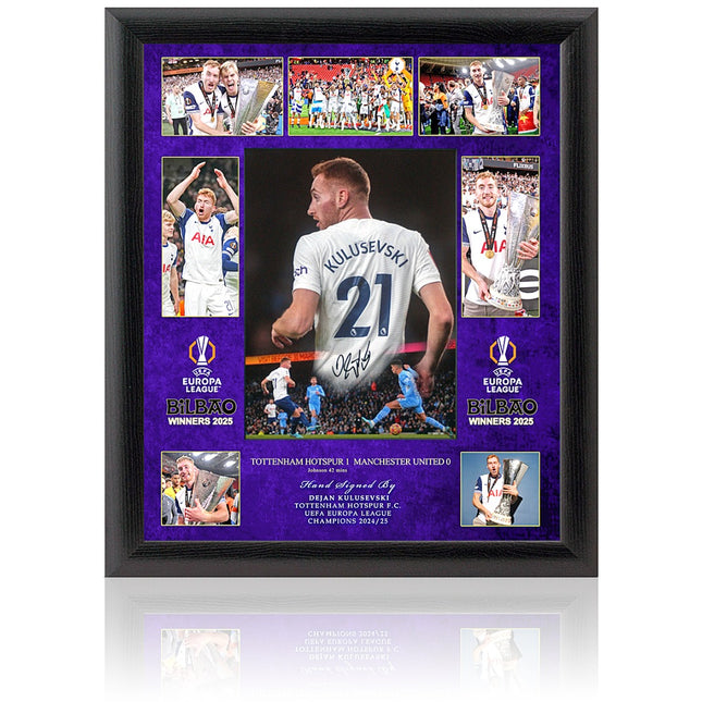 Dejan Kulusevski Tottenham Hotspur Hand Signed Europa League Winner Large Presentation