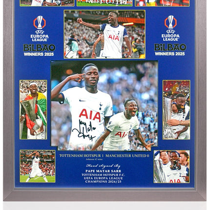 Pape Matar Sarr Tottenham Hotspur Hand Signed Europa League Winner Presentation 23x19" Framed