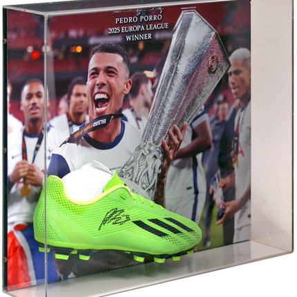 Pedro Porro Tottenham Hotspur Europa League Winner Hand Signed Football Boot Display