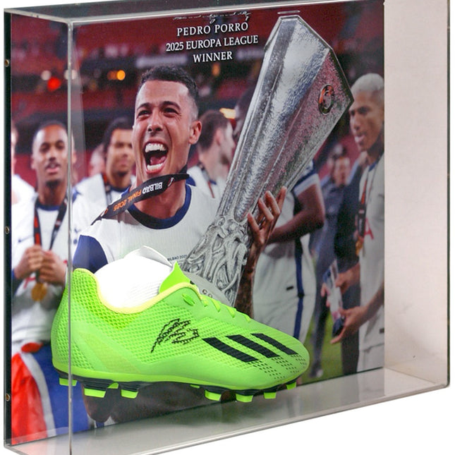 Pedro Porro Tottenham Hotspur Europa League Winner Hand Signed Football Boot Display