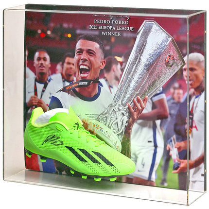 Pedro Porro Tottenham Hotspur Europa League Winner Hand Signed Football Boot Display