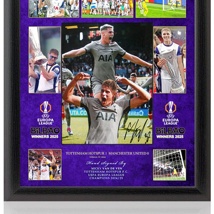 Micky van de Ven Tottenham Hotspur Hand Signed Europa League Winner Large Presentation