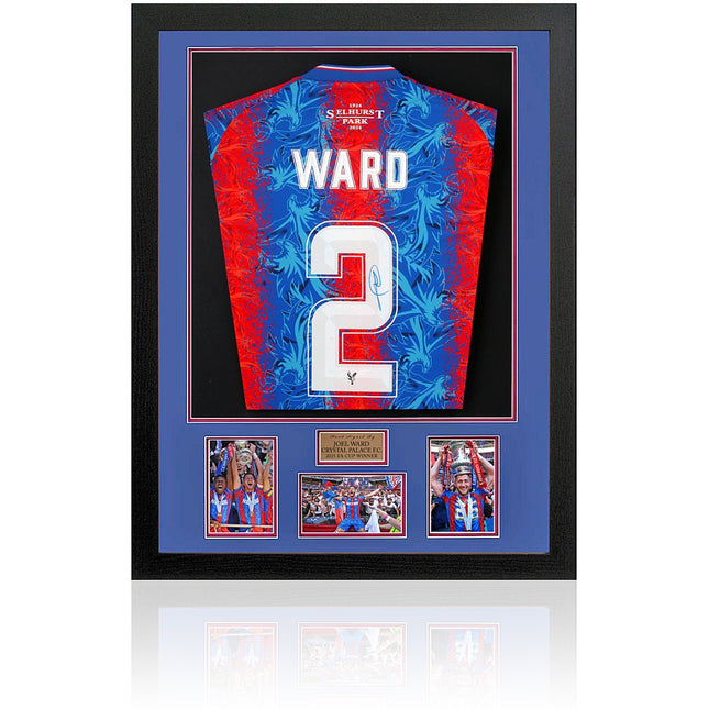 Joel Ward Crystal Palace 2025 FA Cup Winner Hand Signed Framed Home Shirt
