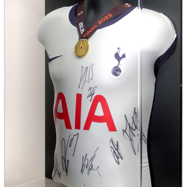 Tottenham Hotspur Hand Signed 2025 Europa League Winners Shirt Mannequin Display