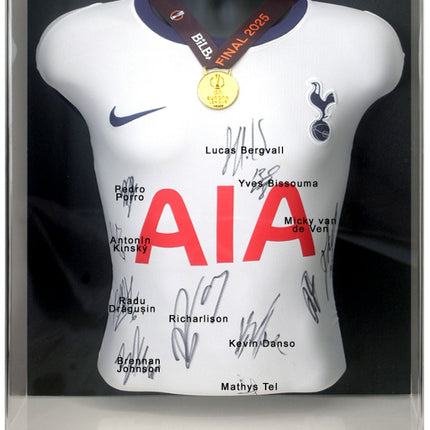 Tottenham Hotspur Hand Signed 2025 Europa League Winners Shirt Mannequin Display