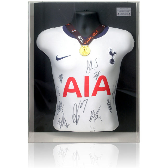 Tottenham Hotspur Hand Signed 2025 Europa League Winners Shirt Mannequin Display