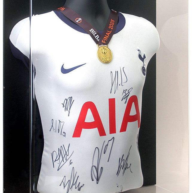 Tottenham Hotspur Hand Signed 2025 Europa League Winners Shirt Mannequin Display