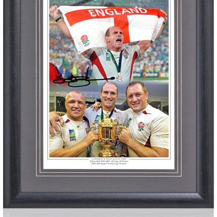 Lawrence Dallaglio Hand Signed 2003 Rugby World Cup Final Framed Photograph 23x19" Framed