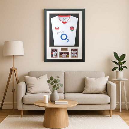 Maro Itoje Hand Signed England Rugby Shirt Framed Display