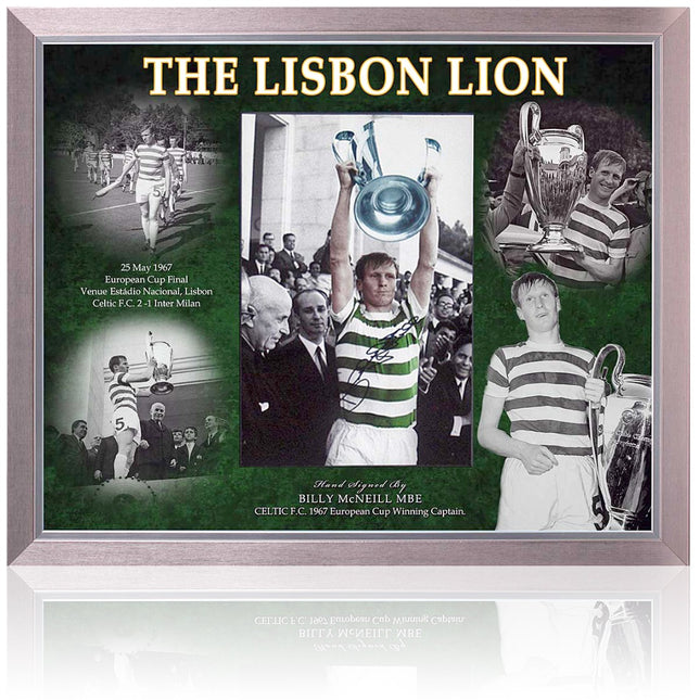 Billy McNeill Celtic 1967 Lisbon Lions Hand Signed European Cup Montage 23x19" Framed