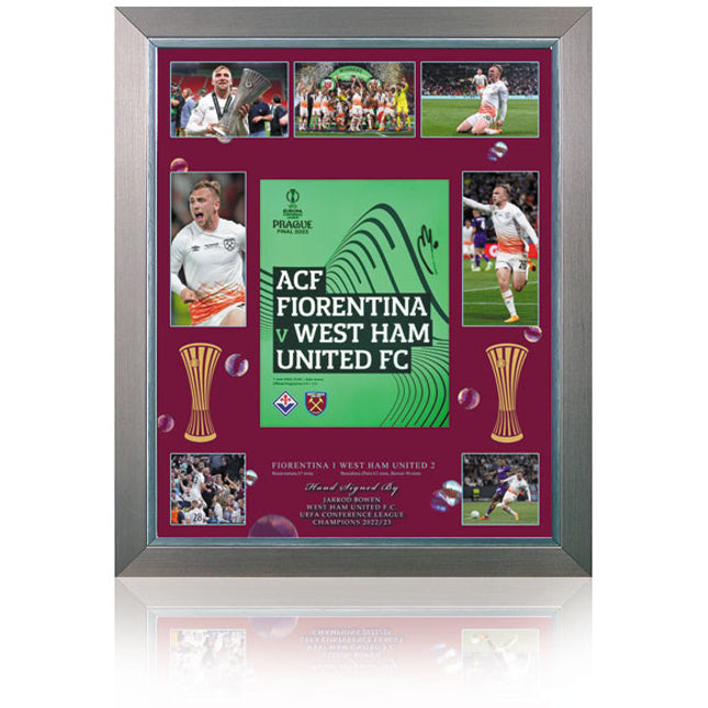 Jarrod Bowen Hand Signed West Ham 2023 Europa Conference League Final Programme 23x19" Framed