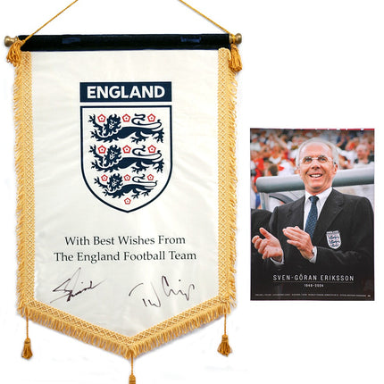 Sven-Goran Eriksson and Tord Grip Signed England Pennant with Programme