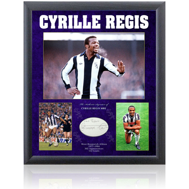Cyrille Regis Hand Signed Large Framed Montage West Bromwich Albion COA