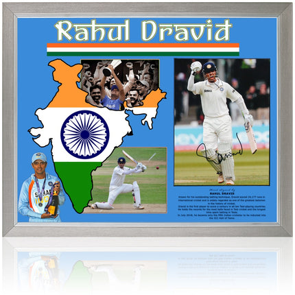 Rahul Dravid Indian Cricket Legend Hand Signed Photograph Presentation 23x19" Framed
