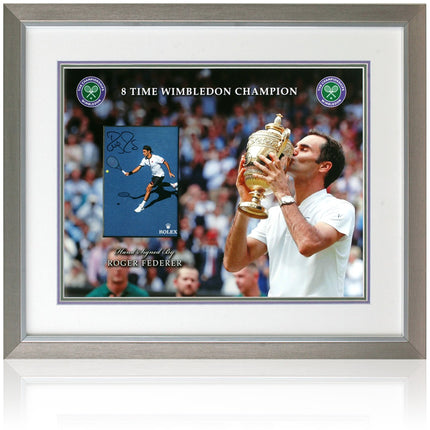 Roger Federer Hand Signed Wimbledon Legend Photograph 23x19" Framed