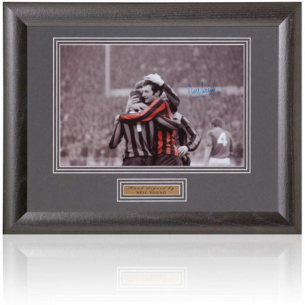 Neil Young Manchester City Legend Hand Signed '69 FA Cup Photograph 15x19